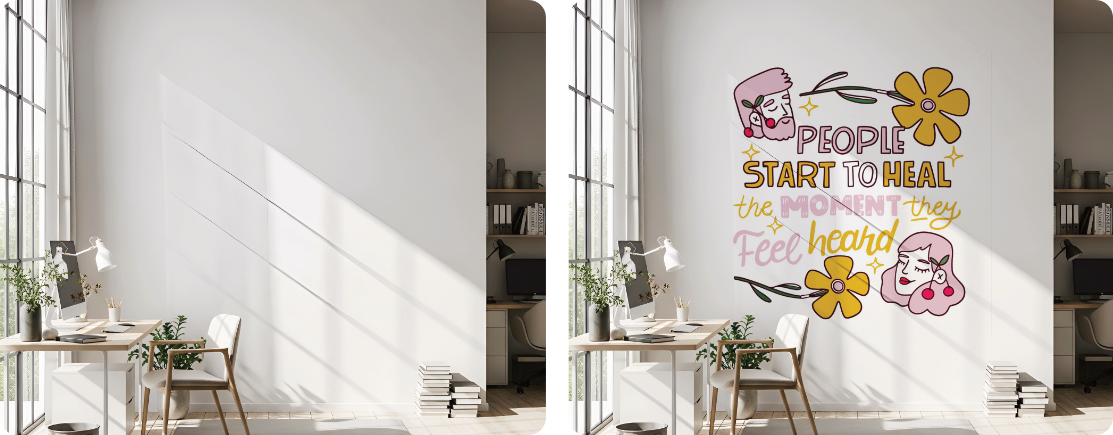Home Office Wall Design | Plaster Motivational Quote Mural